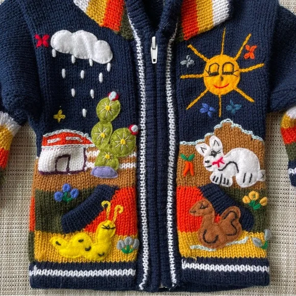 SOLD ~ Colorful Kids Sweater with Animal Design - Picture 2 of 5